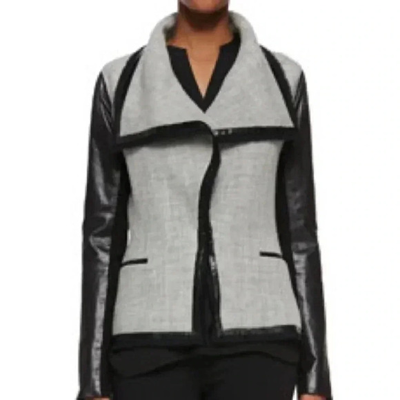 202 Vince Leather and Wool Boucle Jacket - Picture 1 of 7